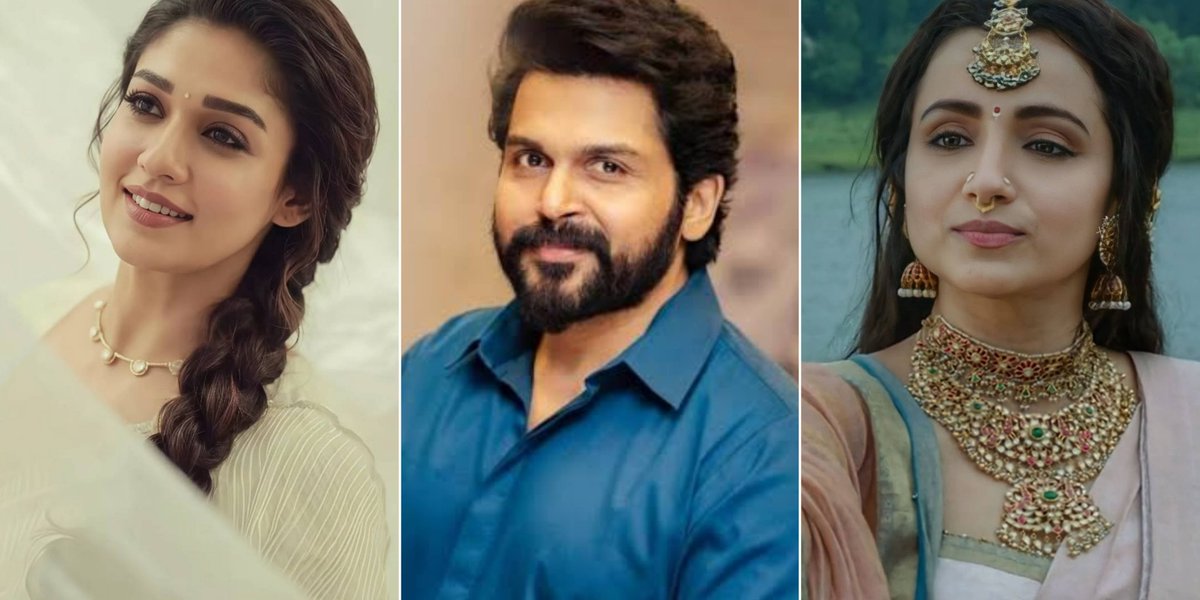 CinemaWithAB's tweet photo. As per Valaipechu,
#Karthi - #Mohanraja team is try to cast #Nayanthara as the Heroine for the film. Karthi & Nayanthara has previously collaborated in Kaashmora. Similarly Mohanraja & Nayanthara collaborated in ThaniOruvan, Velaikkaran & Godfather 🤝 

Also #Trisha is in consideration, if Nayanthara's date is not available. Ponniyinselvan Combo might reunite♥️