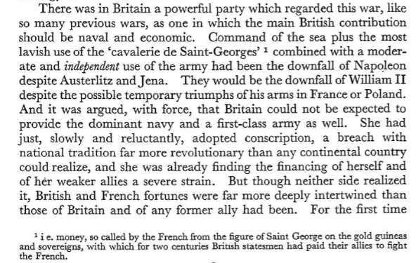 GlassPalestine's tweet photo. D.W. Brogan contends that Britain ceased to be a thalassocracy during WW1, with military technology advancing to such a degree that the English channel was no longer a moat that isolated Britain from continental affairs. Conscription and total war cemented this change. https://t.co/Sz9jTf8JoL