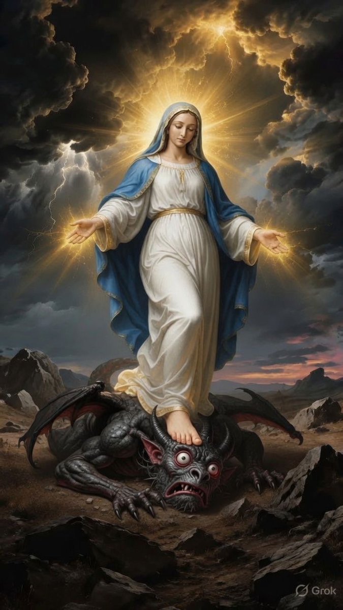 UcheMaryOkoli's tweet photo. Her obedience crushed satan. 

Her humility humiliated satan. 

She is the Mother of God. 

Ave Maria https://t.co/fzxhUlGpRK