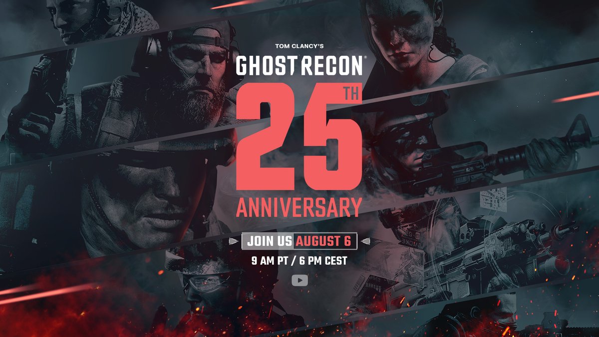 UBISOFT_JAPAN's tweet photo. 「ゴーストリコン」の25周年のお祝いと、最新情報をお届けする配信が、日本時間8月7日に予定されています。
日本語字幕対応予定です、お楽しみに！ https://t.co/aO8TTdKutR