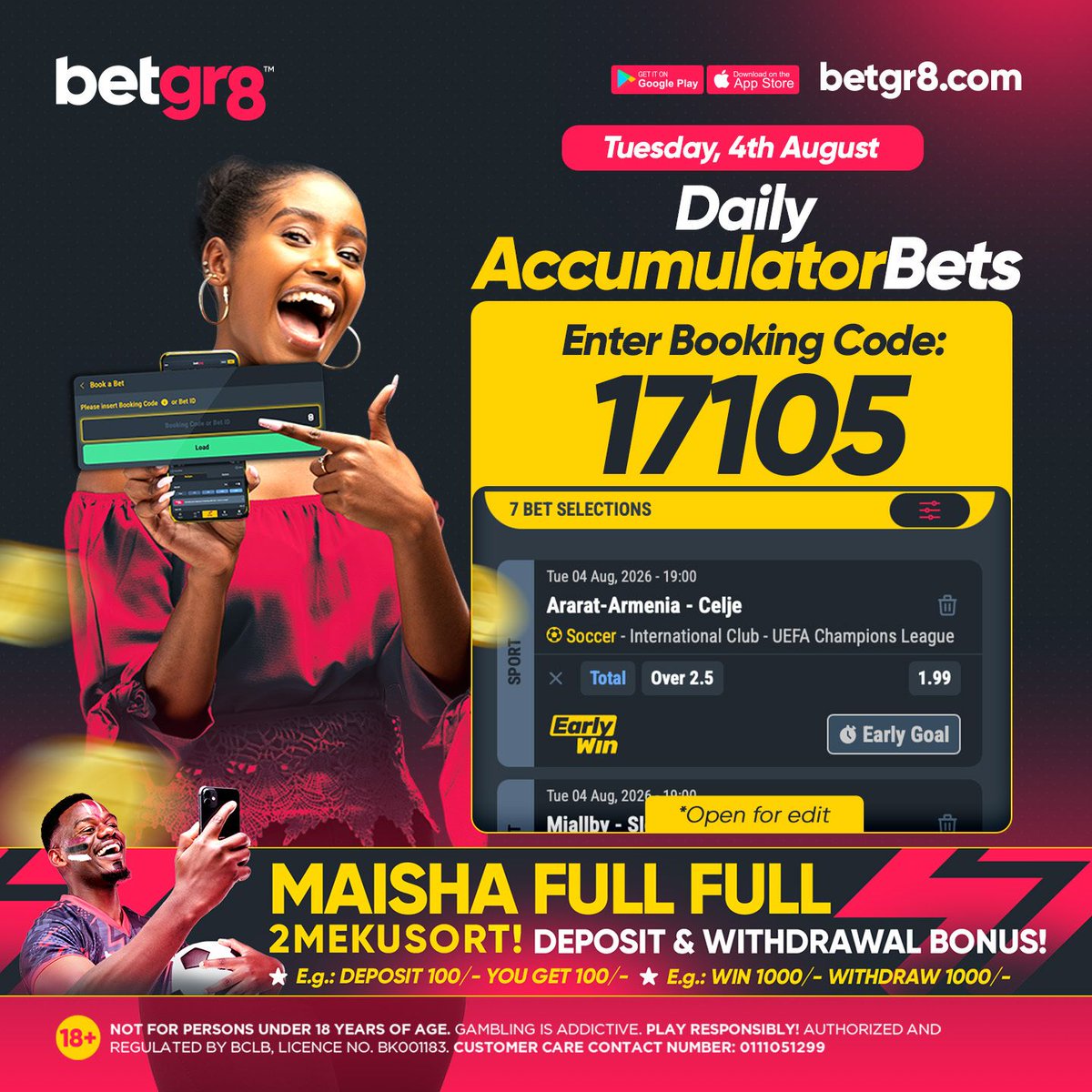 betgr8ke's tweet photo. Tuesday Daily Accumulator Bets! π₯
Load ππ¨π¨π€π’π§π ππ¨ππ: πππππ here π
https://t.co/mffXvUkszw
Unlock the games, stake smart and win BIG!
No deductions, Just pure winnings.
Maisha FULL FULL, 2Mekusort!
18+ | #betgr8 #WinBig #BoostedOdds #BookingCode https://t.co/NYJIYcg6X9