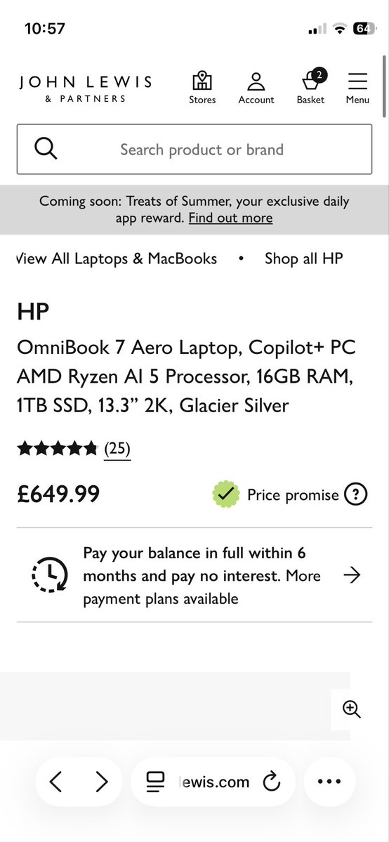 WHouse93's tweet photo. @JohnLewisRetail such a disappointing experience, what has happened to customer service. Tried to buy a laptop at the advertised price, go to basket and it’s £250 more! Called customer service and they said the price is the price, not the one I can see advertised today. https://t.co/0CD4tUR3MH