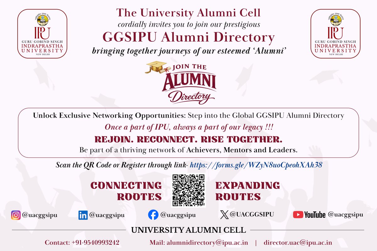 GGSIPUIndia's tweet photo. 𝐑𝐞𝐜𝐨𝐧𝐧𝐞𝐜𝐭. 𝐑𝐞𝐝𝐢𝐬𝐜𝐨𝐯𝐞𝐫. 𝐑𝐢𝐬𝐞 𝐓𝐨𝐠𝐞𝐭𝐡𝐞𝐫. 𝐉𝐨𝐢𝐧 𝐭𝐡𝐞 𝐆𝐆𝐒𝐈𝐏𝐔 𝐀𝐥𝐮𝐦𝐧𝐢 𝐃𝐢𝐫𝐞𝐜𝐭𝐨𝐫𝐲 𝐚𝐧𝐝 𝐬𝐭𝐫𝐞𝐧𝐠𝐭𝐡𝐞𝐧 𝐭𝐡𝐞 𝐛𝐨𝐧𝐝 𝐭𝐡𝐚𝐭 𝐥𝐚𝐬𝐭𝐬 𝐚 𝐥𝐢𝐟𝐞𝐭𝐢𝐦𝐞.
@UACGGSIPU https://t.co/rXeDTAM64d