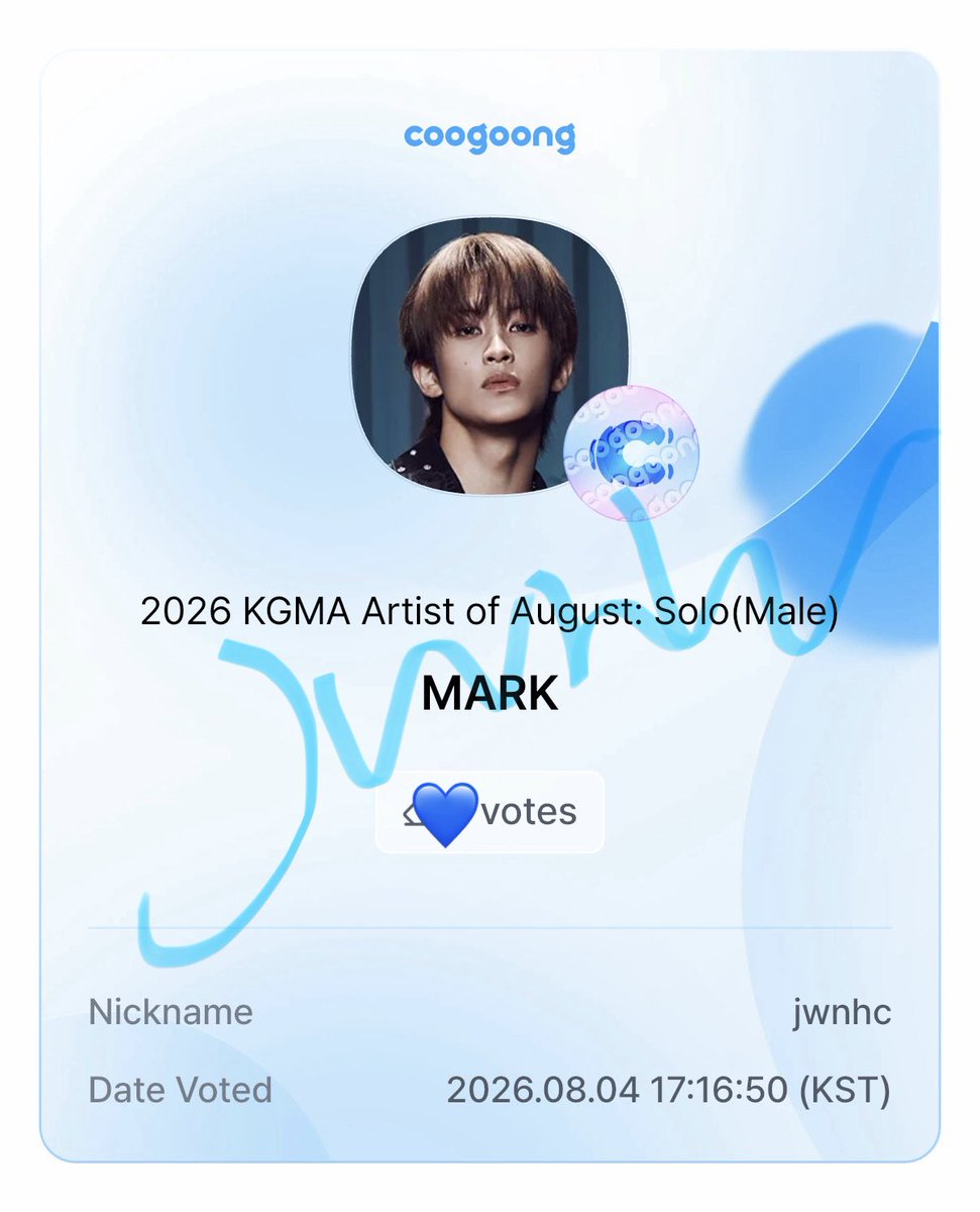 imhereforjwnhc's tweet photo. มาโหวต Artist of the month ประจำเดือนเกิดคุนมาร์คกันเถอะ! 🐯

💙 โหวตในแอป coogoong (fancast)
💙 ไม่จำกัดโหวต
💙 โหวตได้ถึง 9/8
💙 เก็บใจ 💙 / ซื้อใจ 💛 / โดเนทกับม้าคพึ

โหวตชนะได้ถ้วยสวยๆไปวางที่ตึก Upper Room ให้คุนซีอีอุ้ดได้เลยนะ คนละไม้ละมือค่ะ 🥺

#มาร์คพึโหวต #โหวตมาร์คลี https://t.co/Lc0xfPgkzI