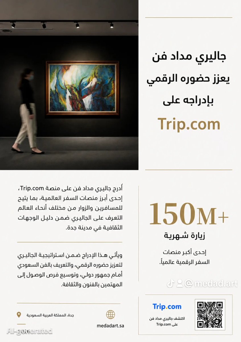 medadart50's tweet photo. ج��ليري مداد فن على https://t.co/sycwTlU3BX 🌍
ضمن أبرز منصات السفر عالميًا، في خطوة تعزز وصول الفن السعودي إلى جمهور دولي عبر منصة تستقطب نحو 150 مليون زيارة شهريًا.

 #مداد_فن #جدة https://t.co/BPxWwQEaHZ