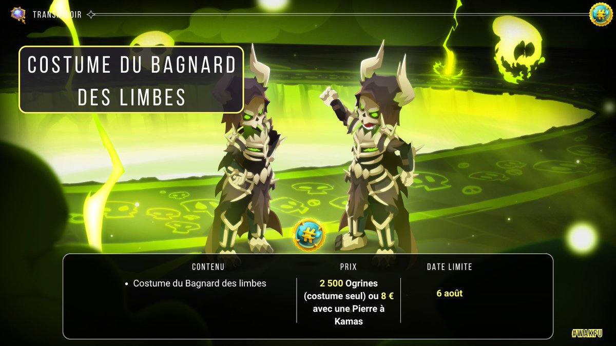 Transmiroir's tweet photo. 🛍️ Plus que 2 jours pour acquérir le costume du Bagnard des limbes disponible dans 2 packs avec ou sans pierre à kamas.

De quoi prolonger l'ambiance Summerween 💀

#Wakfu https://t.co/pahdyuDASB