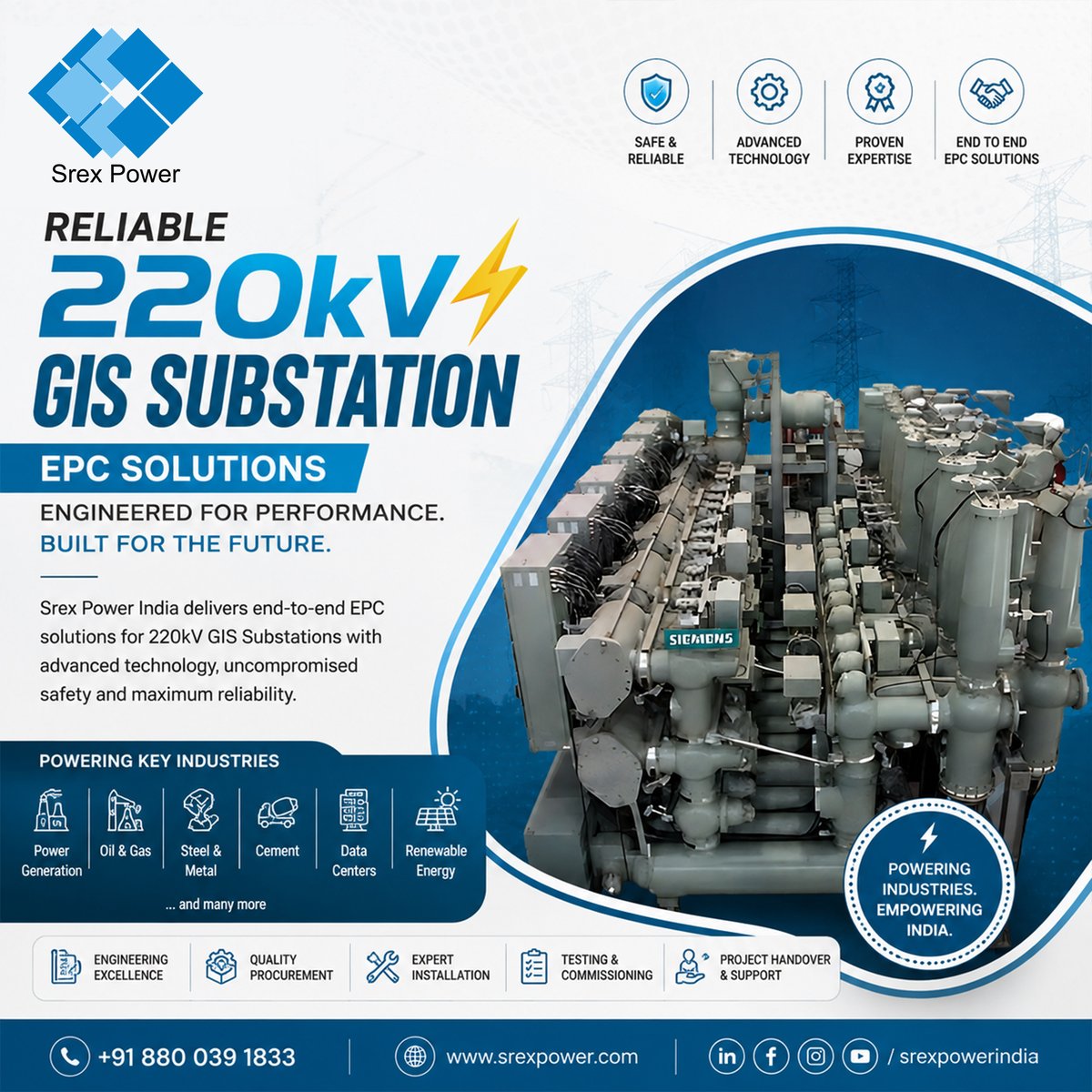 srexpowerindia's tweet photo. Reliable 220kV GIS Substation EPC Solutions by Srex Power India. From engineering to commissioning, we deliver safe, compact & future-ready power infrastructure.🌐 https://t.co/QCZdHAbggT
#GIS #220kV #EPC #PowerInfrastructure #SrexPowerIndia #Energy #ElectricalEngineering #India https://t.co/BboNXrFWDu