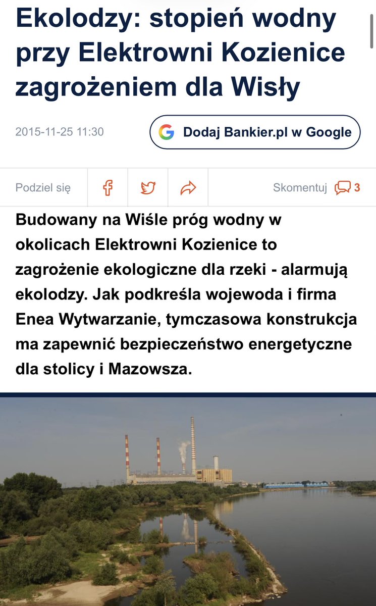 d_lisx's tweet photo. Jakub, Kuba, Kubuś tak to się nie będziemy bawić! Jako Twój starszy kolega po fachu dziennikarz muszę wyjaśnić co się dzieje ale profesionalnie 😃

Sprawa jest znana od dekad. Inżynierowie i planiści chcieli stałego stopnia wodnego koło Kozienic/Świerży Górnych już w ramach koncepcji kaskady Wisły z połowy XX wieku (opracowania BSiPE Energoprojekt, CBS i PBW Hydroprojekt dla Komitetu Gospodarki Wodnej PAN) oraz w „Programie Wisła” z 1978 r., który zakładał zabudowę całej rzeki stopniami do 2000 roku. Stopień w tej lokalizacji miał służyć żegludze, energetyce i regulacji poziomu wody. Późniejsze koncepcje dróg wodnych (m. in. E-40) też go wymieniały.

Elektrownia Kozienice (budowana 1968–1979) od samego początku korzysta z otwartego układu chłodzenia z Wisły, więc problem niskich stanów istniał potencjalnie od uruchomienia. Stał się krytyczny dopiero przy suszach. Enea (i wcześniejsi operatorzy) od lat wskazywali, że stały stopień rozwiązałby kwestię stabilnego zaopatrzenia w wodę chłodniczą. W 2015–2016, w reakcji na suszę, zbudowano tymczasowy próg podpiętrzający bo na stały nikt nie chciał dać zielonego światła.

A teraz, gdy Wisła znów opada i pojawiają się komunikaty o ograniczeniach w elektrowniach, część podobno dziennikarzy odkrywa „nieoczekiwany kryzys wodny” tak, jakby to była nowość z zeszłego tygodnia. Zero kontekstu, zero historii planów, zero wzmianki o tym, że problem i propozycje rozwiązań wiszą w powietrzu od pół wieku. Klasyczny dziennikarski „wow, rzeka ma mało wody!” bez sprawdzania, że inżynierowie mówili o tym, gdy większość obecnych redaktorów jeszcze nie umiała czytać ba nawet ich w planach nie było 😉

Tak właśnie wygląda „profesjonalizm” przy tematach, które wymagają trochę więcej niż skopiowania komunikatu IMGW i dodania dramatycznego zdjęcia wyschniętego koryta.

To jest ta Twoja praca dziennikarska Kuba?

#HisteriaKlimatyczna
