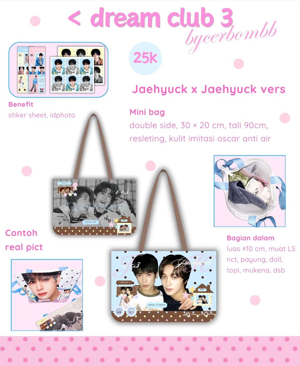 bycerbombb's tweet photo. < DREAM BAG 3 > 
       bycerbombb

PO bag custom

: po 3 - 10 agust
: detail on alt, thread and gfrom

new catalog :
● haechan x haechan ○ jaehyuck

catalog :
● noren ○ nomin ● nohyuck ○ dongren 

akan bertambah jika ada custom

gfrom order : https://t.co/kuisf7a1nb https://t.co/rTf7K0TQfo