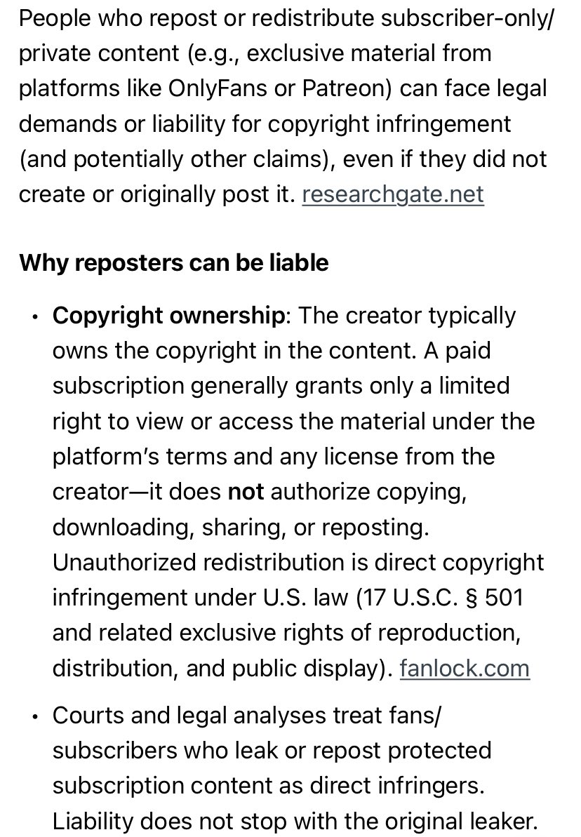 FeelTheBass86's tweet photo. If any of you think you’re safe just because you weren’t the one who originally posted @NICKIMINAJ’s private content illegally think again. If you repost or share it in any way, you will also receive a legal demand 

“Liability DOES NOT stop with the original leaker” https://t.co/BQzZeqSOtX