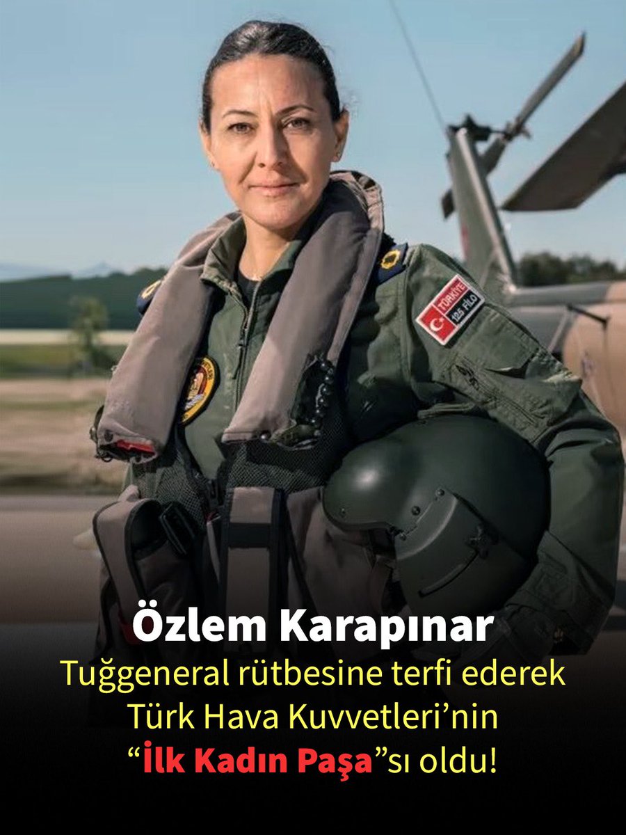 cigdemerdogantr's tweet photo. 🇹🇷Albay Özlem Karapınar, Tuğgeneral rütbesine terfi ederek Türk Hava Kuvvetleri’nin “İlk Kadın Paşa”sı oldu. Kendisine görevlerinde muvaffakiyetler diliyoruz.

#TürkiyeYüzyılı hedeflerimize, her alanda varlığıyla güç katan kadınlarımızın desteğiyle ilerliyoruz. 

Kadınlarımıza olan desteği ve güveniyle yanımızda olan Cumhurbaşkanımız Sayın @RTErdogan'a minnetlerimi sunuyorum.