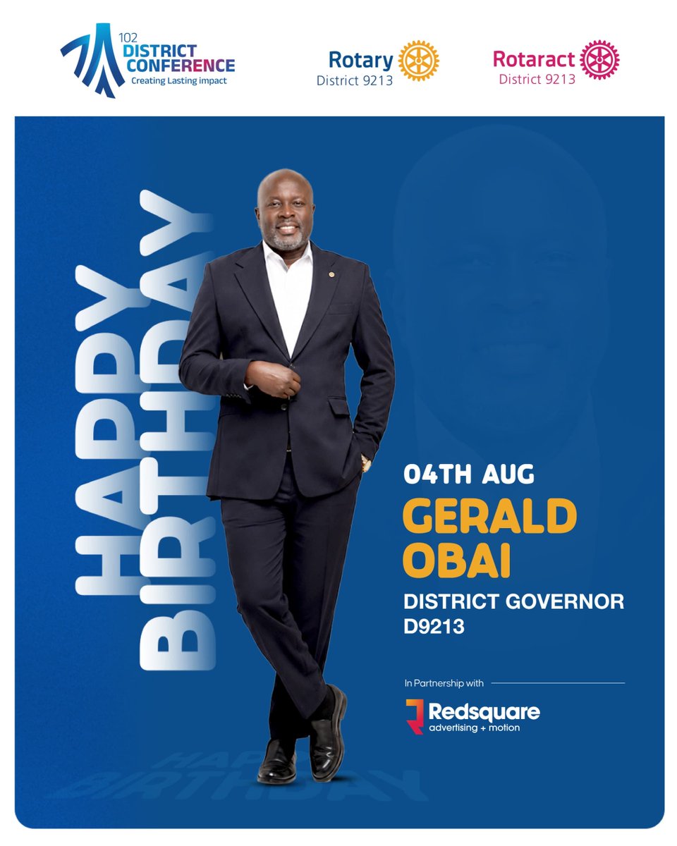 102DISCON's tweet photo. 🎉 Happy Birthday to our District Governor, Gerald Obai! 🎂 Leading D9213 with vision, heart, and unmatched energy today we celebrate YOU. As we count down to DISCON 102 in Gulu City, thank you for steering us toward "Creating Lasting Impact." 🙌🌍 Here's to more wins, more service, and more impact under your leadership!

📍 Gang Wa Resort & Spa, Gulu City
📅 29th April – 1st May 2027

🎟️ Early Bird Registration

🔹 Rotaractors – $130
🔸 Rotarians – $200
⏰ Valid until 30th November 2026

👇🏾Tap the link below to register 👇🏾

https://t.co/XE6quiTnTr

From strong Roots, to greater impact💫

#DISCON102 
#TheLastDance 
#ServiceAboveSelf 
#RotaractImpact 
#RoadToGulu