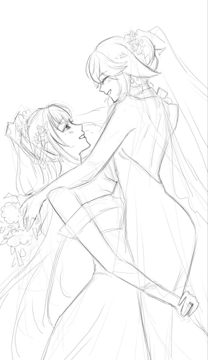TChauu26's tweet photo. 👰🏻‍♀️👰🏻‍♀️💍
#eimiko #raidenei #yaemiko https://t.co/EtVKrWMMir