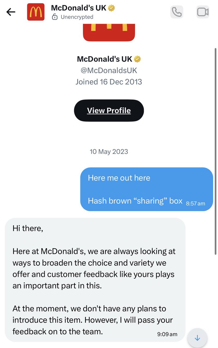 Scottm196's tweet photo. @McDonaldsUK. Can’t be getting away with ripping off my idea. Enjoy your hash brown sharers everyone, it’s a great idea. I know. #showmethemoney https://t.co/424xwk7uCs