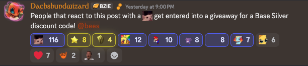 dachshundwizard's tweet photo. I am always trying to give away some fun stuff in our discord. A lot of it is out of my own pocket too cuz I love you. 

Will continue to get stuff out to my friends and Beezie supporters. 

Who needs in?

Also GM I hope your week is amazing.
