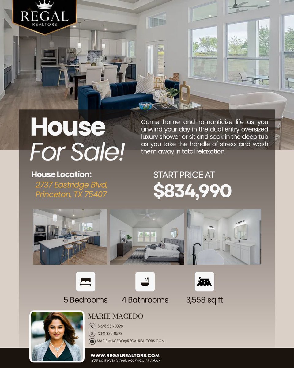 Mhernandezhomes's tweet photo. Luxury living starts here. Discover your dream home in Princeton, Texas, and make it yours today. 🏡✨

👩‍💻Marie Macedo
📲(469) 551-5098
📲(214) 335-8593
💌MARIE.MACEDO@REGALREALTOR.COM
📍Regal Realtors

#realtors #realestate #texas #homestead https://t.co/Og79In1KQ4