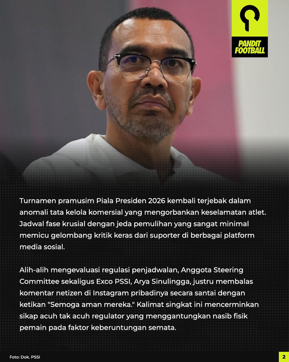panditfootball's tweet photo. Jeda pertandingan yang hanya satu hari di Piala Presiden dinilai melanggar standar mandatori FIFA dan membahayakan keselamatan fisik pemain. https://t.co/AnUvYccVPx