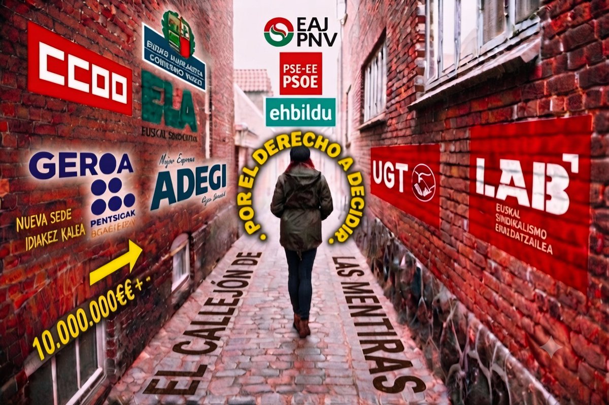 apgjotake2026's tweet photo. Dice LAB: " En LAB tenemos claro que tenemos que seguir luchando hasta que la clase trabajadora se libere y tenga la posibilidad de desarrollar una vida digna" 
¿Y la de más de 130.000 soci@s y trabajador@s de GEROA EPSV, que?
¿No se merecen una vida digna, con DERECHO A DECIDIR? https://t.co/w9fJsqkmfu