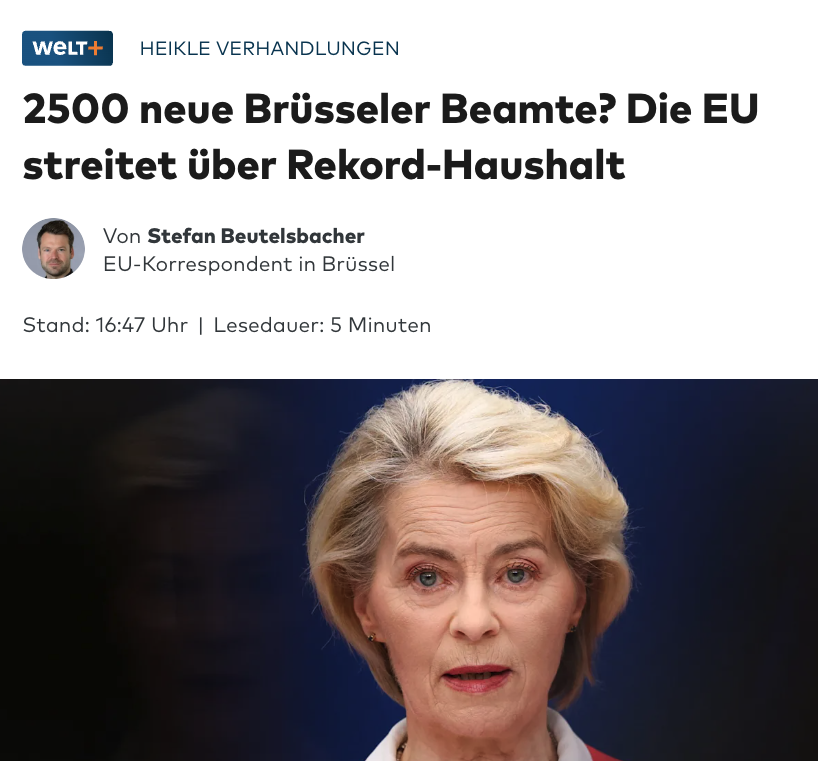 unblogd's tweet photo. »Die Behörde Ursula von der Leyens will zwischen 2028 und 2034 rund 2500 neue Beamte einstellen.«

WAS. AUCH. SONST. https://t.co/apxKR79XVC