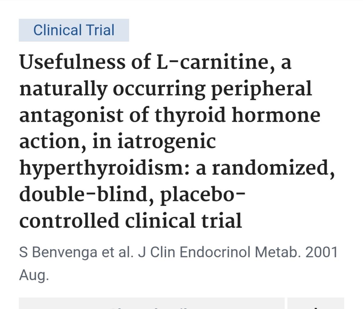 gaezpeat's tweet photo. Did you know L-carnitine can block thyroid hormone from entering your cells? 

Acts as a natural peripheral antagonist but many people dont know

2-4 grams of L-carnitine daily effectively reversed hyperthyroidism symptoms

Use that info as you wish https://t.co/9XhuhZOv57