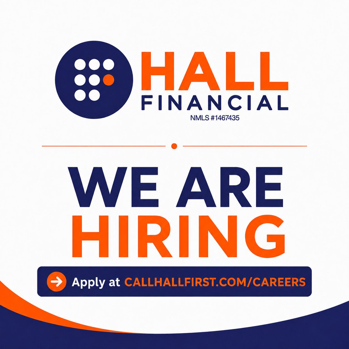 HallFinancial's tweet photo. We’re Growing Our Sales Team!

Are you energetic, driven, and ready to build a rewarding career? Hall Financial wants to hear from you.

Already licensed? Great.

Not licensed yet? No problem. We’ll provide the training, support, and resources needed to help you get licensed and start your career.

You bring the energy, ambition, and drive. We’ll handle the rest.

Join a winning sales team with industry-leading technology, strong marketing support, experienced leadership, and opportunities to grow.

Apply today: https://t.co/8gVYgL0bOj