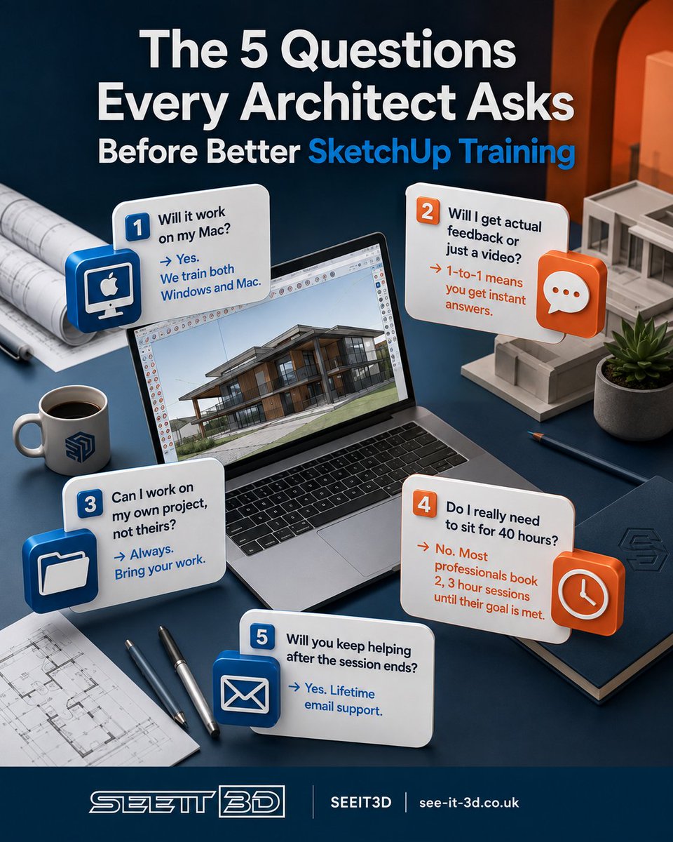 SeeIt3D's tweet photo. Thinking about better SketchUp training?

SEEIT3D offers practical, personalised sessions for Windows and Mac, live feedback, training on your own projects, flexible session lengths and lifetime email support.

Training professionals since 2004

#SketchUp #SketchUpTraining https://t.co/irBmyspvN7