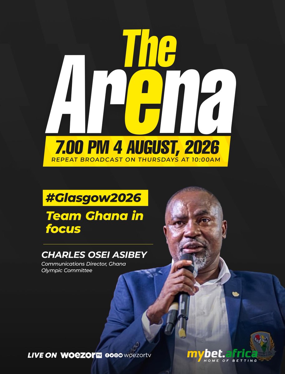 WoezorTV's tweet photo. The spotlight is on Team Ghana at #Glasgow2026 as The Arena takes an in-depth look at Ghana’s participation, experiences, and moments from the global sporting event.
#Glasgow2026 #TeamGhana #TheArena #WoezorTV https://t.co/ZMkBSTc7nU