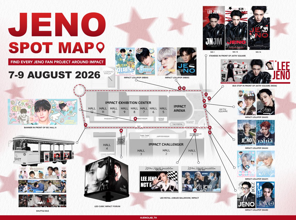 JenoLab_TH's tweet photo. 📍 JENO SPOT MAP

รวมพิกัด ป้ายและโปรเจกต์ของคุณเจโน่ รอบ IMPACT ไว้ในภาพเดียว🩵🐶

📌 เซฟโพสต์นี้ไว้ แล้วออกตามเก็บทุกจุดไปด้วยกัน!

📅 7–9 August 2026
📍 IMPACT Arena

#JENO #제노 #เจโน่ 
#NCTJNJM_FANMEETING_TOUR 
#NCTJNJM_FANMEETING_TOUR_DUALITY
#NCTJNJM_FANMEETING_TOUR_in_BKK  
#NCTJNJM_FANMEETING_TOUR_BANGKOK