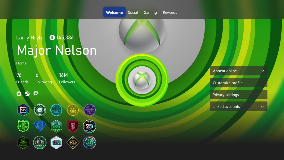 majornelson's tweet photo. PSA: Login to your XBOX account and claim your XBOX 25th Anniversary Badge (lower left on my profile below.) 

Details https://t.co/RQ4qyGue49 https://t.co/NDzJq7eNd2