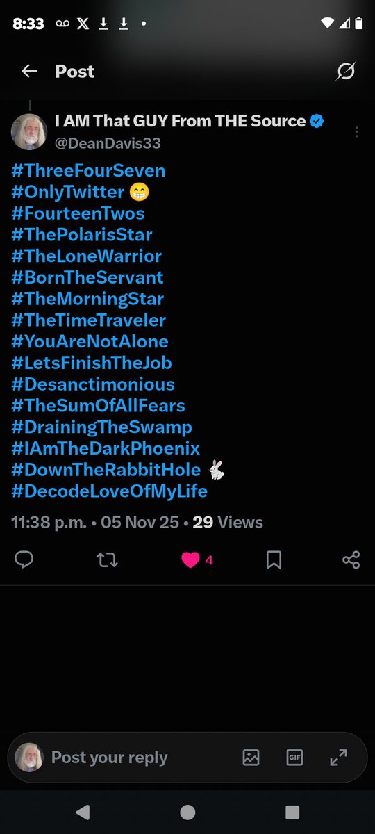 DeanDavis33's tweet photo. #ThreeFourSeven
#DownTheRabbitHole 🐇 https://t.co/C7EKeeKJOt