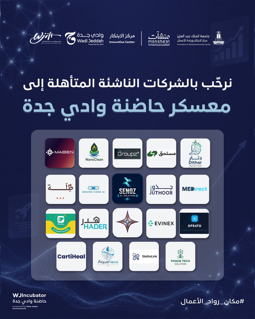 Wjihub's tweet photo. نبارك للشركات الناشئة المتأهلة إلى معسكر حاضنة وادي جدة 2026

نتمنى لهم رحلة مليئة بالنجاح والإنجاز. ✨

#مكان_رواد_الاعمال https://t.co/t1HDiQC0x7