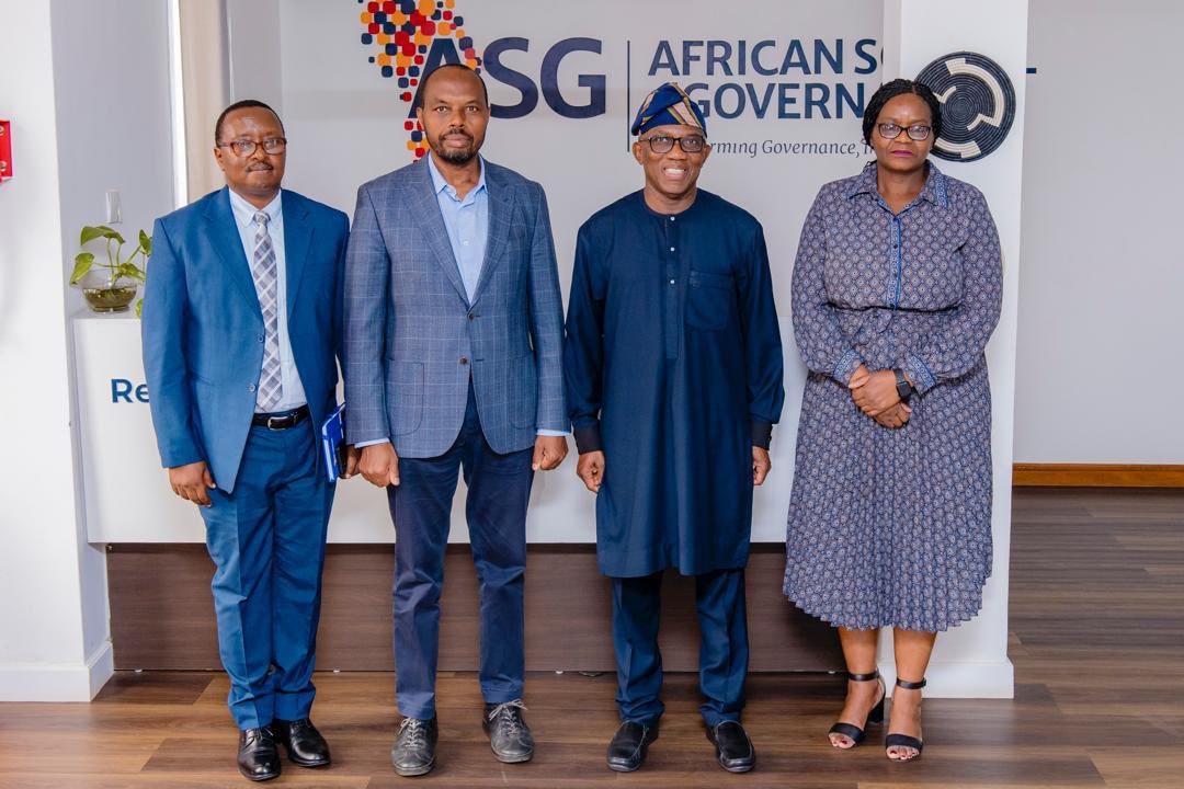 Bankole_Adeoye's tweet photo. Today, I paid a courtesy visit to the African School of Governance (ASG), where I met with ASG President Francis Gatare and his Management to discuss areas of collaboration, including governance, local governance, public sector governance, and service delivery governance. Both sides expressed a commitment to exploring joint programmes and partnerships to advance good governance and institutional capacity across Africa.