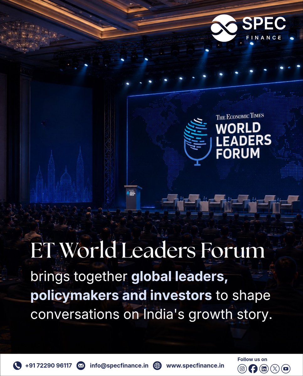 specfinancegfty's tweet photo. Announcement: SPEC Finance is the Presenting Sponsor of ET World Leaders Forum 2026.

A GIFT City-based, IFSCA-licensed NBFC &amp; Investment Banker proud to back a forum built around India's growth story.

21-22 Aug. Follow along as we count down. https://t.co/6DjpwxMsD7