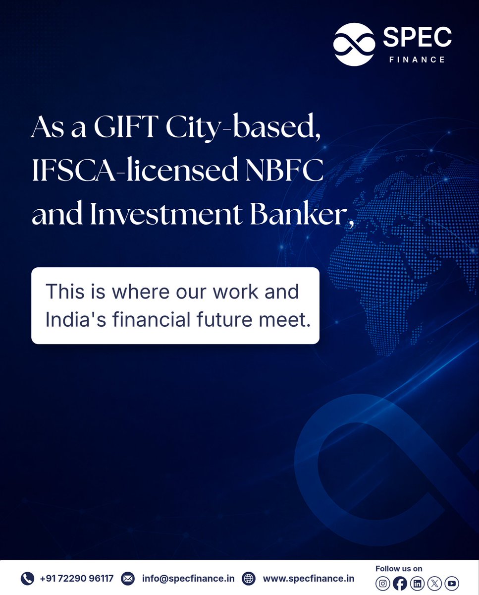 specfinancegfty's tweet photo. Announcement: SPEC Finance is the Presenting Sponsor of ET World Leaders Forum 2026.

A GIFT City-based, IFSCA-licensed NBFC &amp; Investment Banker proud to back a forum built around India's growth story.

21-22 Aug. Follow along as we count down. https://t.co/6DjpwxMsD7