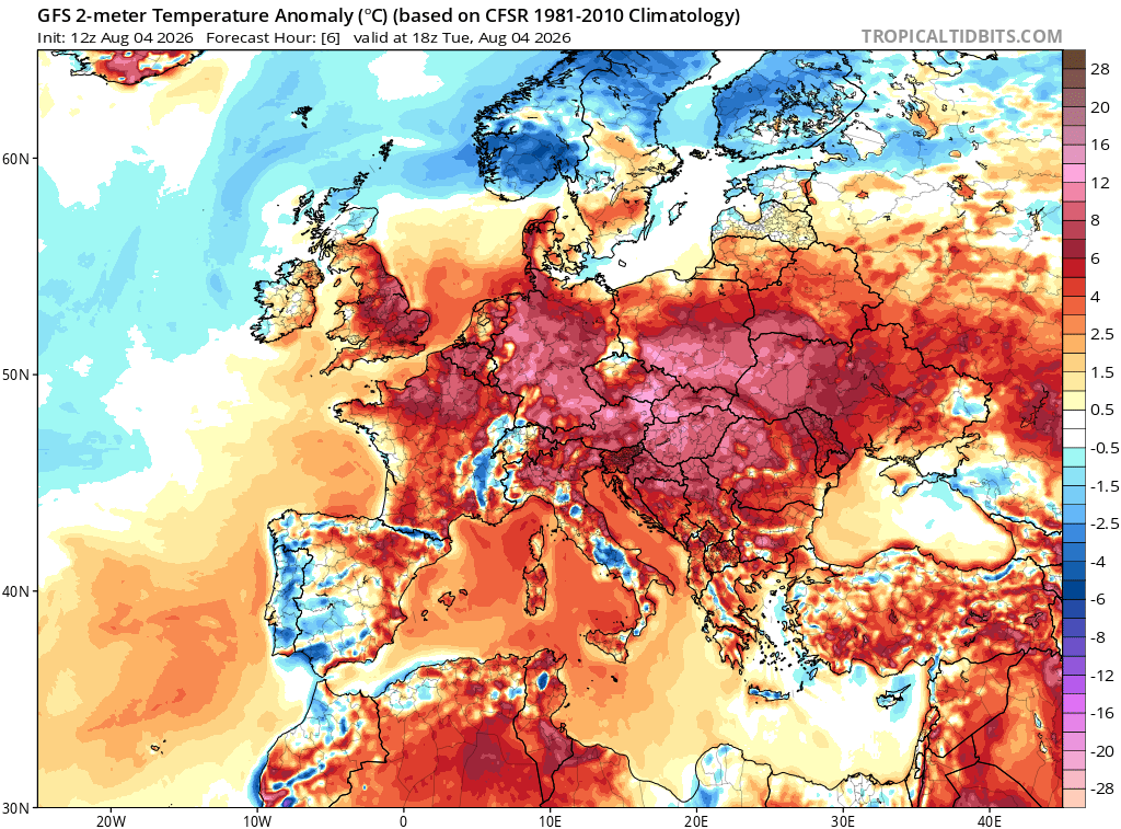 extremetemps's tweet photo. 4 AUGUST 2026
WRITE DOWN THIS DATE-EUROPE CLIMATIC HISTORY IS REWRITTEN ANEW
Thousands and Thousands of records are being shattered in pieces in Germany,Switzerland,Austria,Czechia,Slovakia,Poland,Slovenia,Croatia,Hungary,Ukraine,Belarus,Romania,Serbia...
Widespread 40Cs
Tbc https://t.co/c4Ja7UiL1Y
