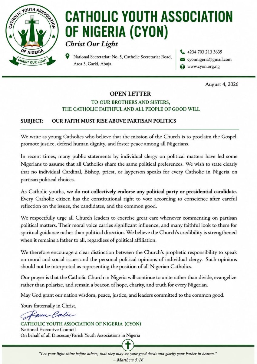 _Nop_kins's tweet photo. I love this, the Catholic youths have spoken, the pulpit should not be an avenue for political jobbers. https://t.co/3gHkx2CqRl