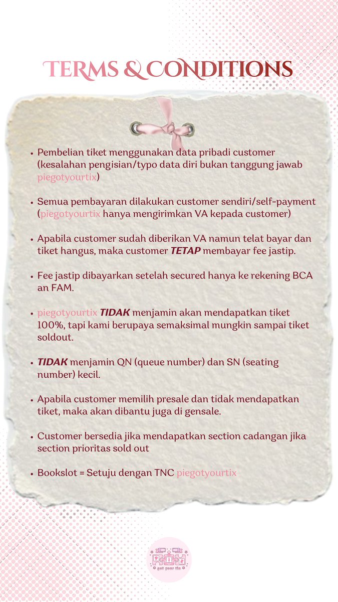 piegotyourtix's tweet photo. 📢 OPEN TICKETING SERVICE JASWAR JASTIP TIKET

MAROON5 ASIA TOUR - IN SINGAPORE

🎟️ PRESALE AND GENERAL SALE

💰 fee start 275k
• use your own data
• self payment

✨trusted 1000%
📩 https://t.co/AinZO7vRKr

🏷️ wtb wts proxy ticketing service jaswar jastip maroon5asia2027 sg https://t.co/EP3Wn6BGmz