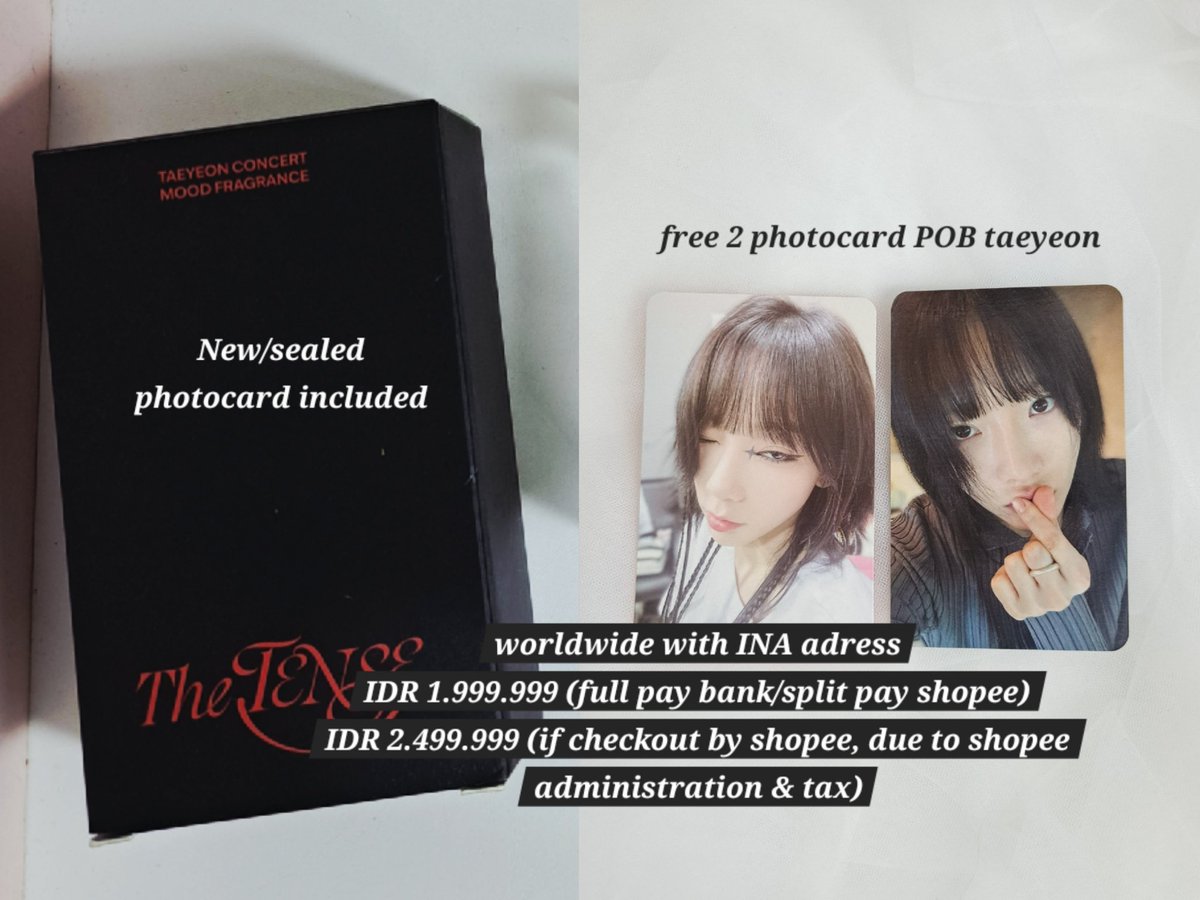 titaniadevi's tweet photo. #wts #sell #jual #snsd #girlsgeneration #taeyeon
New/Sealed Taeyeon Concert The Tense 2025 Official Mood Fragrance
worldwide with INA adress 
payment before 6 August and I'll give you more free official merch
DM for more info

bisa 🍊 sudah termasuk asuransi
#소녀시대 #태연 #향수 https://t.co/o9YqQMLdSk