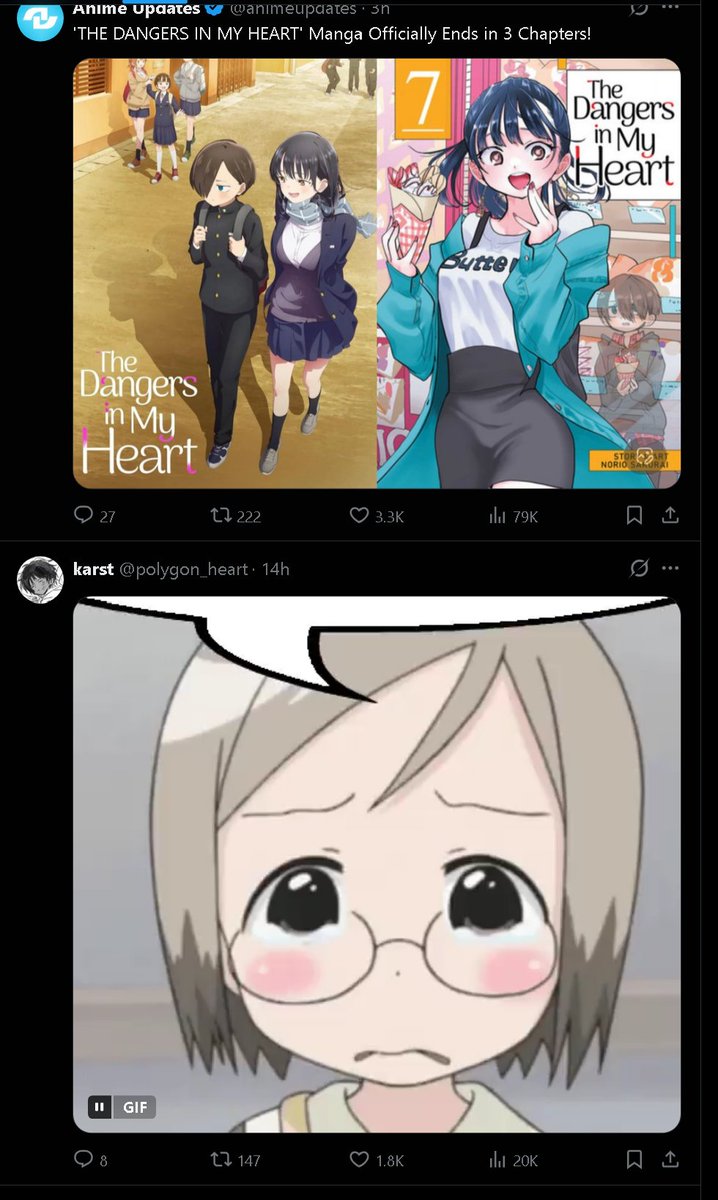 NotSlimeNuhUh's tweet photo. @polygon_heart sad her favorite manga is ending🥀 https://t.co/NJC2amHmNh