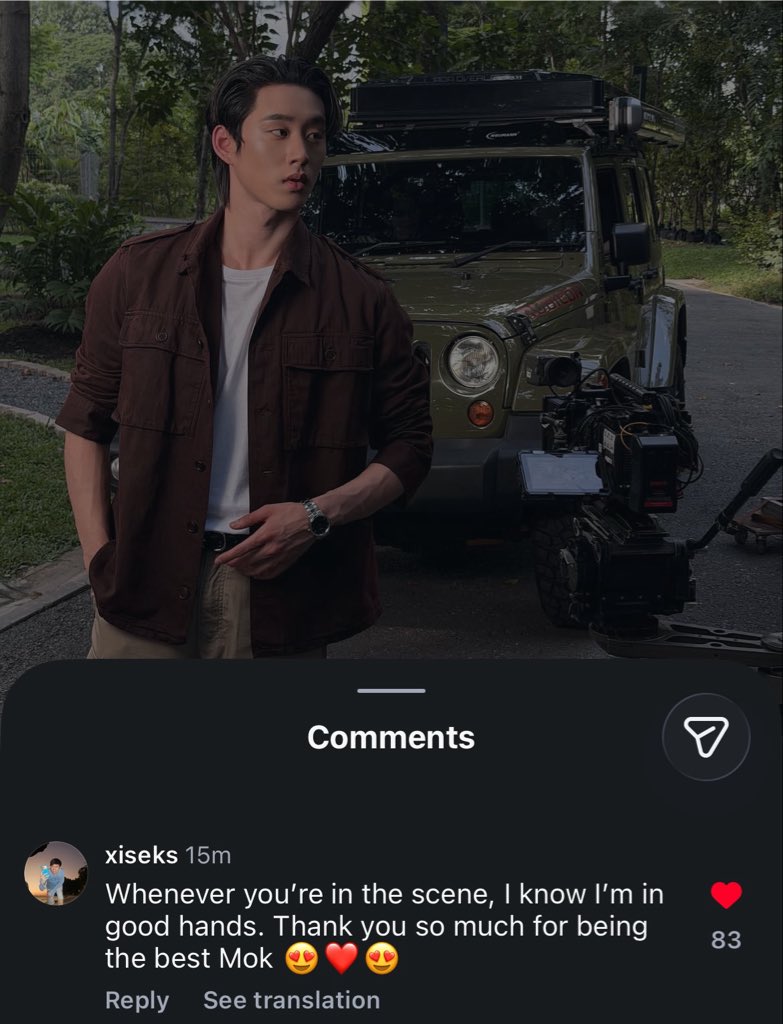 jwillestt's tweet photo. P’X leave this comment under est’s post 🥺🤟🏻our boy is so loved by the director, so happy for that 🥺💗 he always talk about how est was his perfect mok!!

🎬: whenever you’re in scene, I know 
I’m in good hands, thank you so much for being the best mok 😍❤️

#est_rvp #PeachAndMeSeriesFinalEp