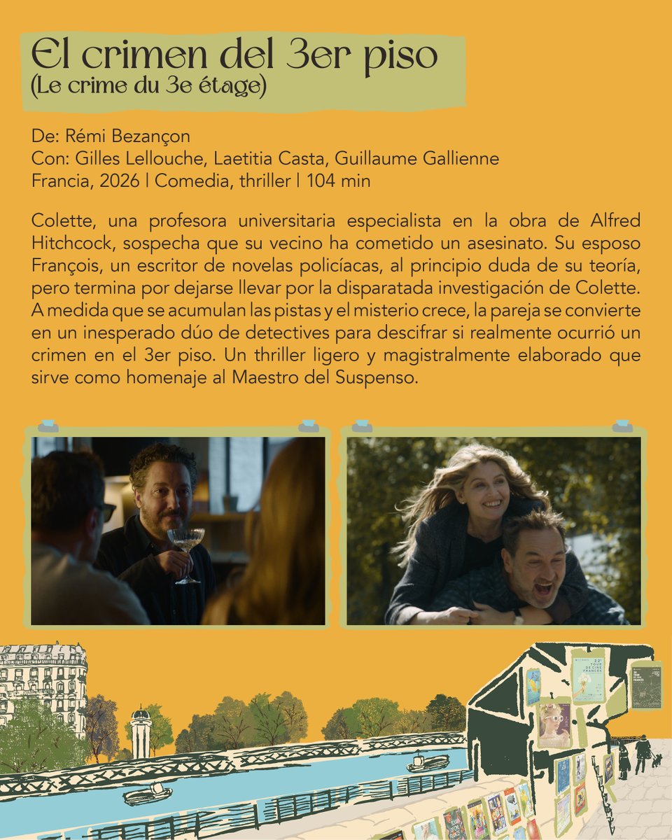 tourcinefrances's tweet photo. Nuestra tercera selección oficial. 🎬✨

EL CRIMEN DEL 3ER PISO de Rémi Bezançon / Secretos inconfesables, pistas falsas y una atmósfera al estilo Hitchcock. 🔍

Cuando cada piso guarda una mentira, ¿podrás unir las piezas a tiempo?

#Tenemosunacita a partir del 10 de septiembre https://t.co/PQ7PwThw5K