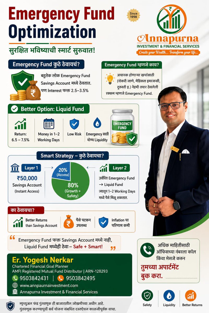 yo_nerkar's tweet photo. 🚨 Emergency Fund कुठे ठेवायचा? योग्य जागा निवडा, आर्थिक सुरक्षितता वाढवा! 💰 https://t.co/daq7rcwZZT