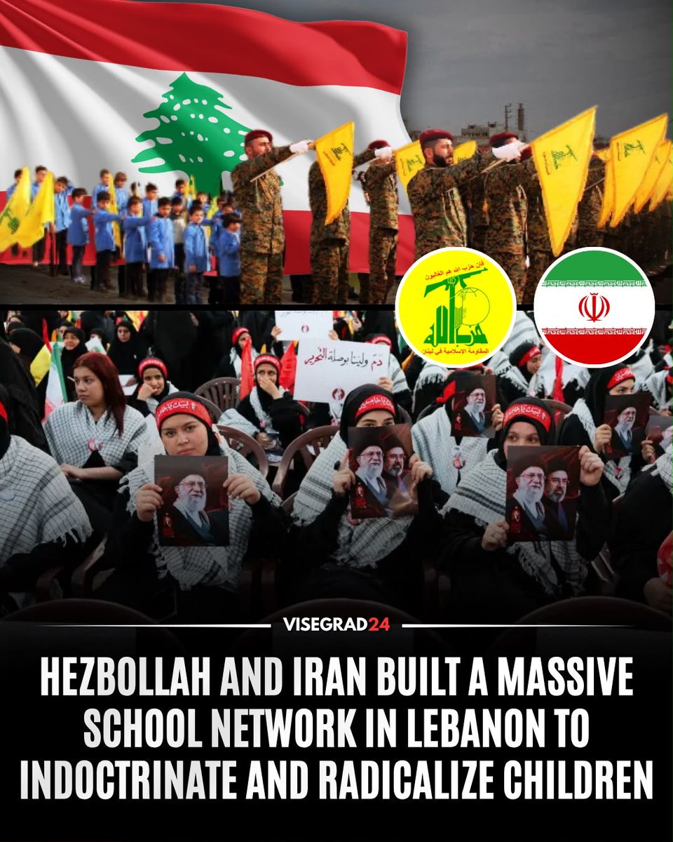 visegrad24's tweet photo. A new report by the Jerusalem Center for Security and Foreign Affairs reveals Hezbollah and Iran spent decades building a parallel education system in Lebanon to indoctrinate children with extremist ideology and prepare future generations of loyalists.

According to the report, the network now includes at least 22 Hezbollah-run schools educating around 47,000 students, alongside affiliated institutions. Children are reportedly taught concepts such as martyrdom, jihad and loyalty to Iran's "Guardianship of the Jurist" (Wilayat al-Faqih) from an early age.

The report says physical activities for children as young as five mimic military training, while Hezbollah's Imam al-Mahdi Scouts, estimated to have around 100,000 members, help channel youths into the group's ranks, with some recruited into Hezbollah's military from the age of 16.

It also uncovers that textbooks, magazines, and classroom activities glorify "resistance," martyrdom, and hostility toward Israel and the West, while songs praising the Iranian cause replace Lebanon's national anthem in some schools.