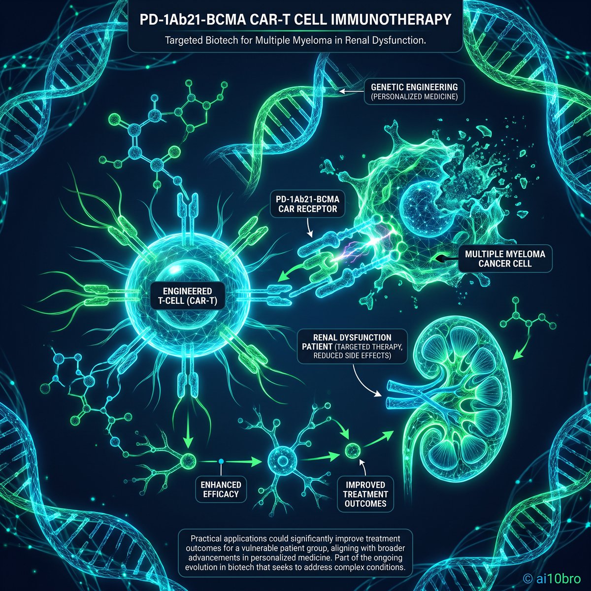 ai10bro's tweet photo. Research into PD-1Ab21-BCMA CAR-T cell immunotherapy shows promise for treating multiple myeloma in patients with renal dysfunction. https://t.co/rplIgscYbg