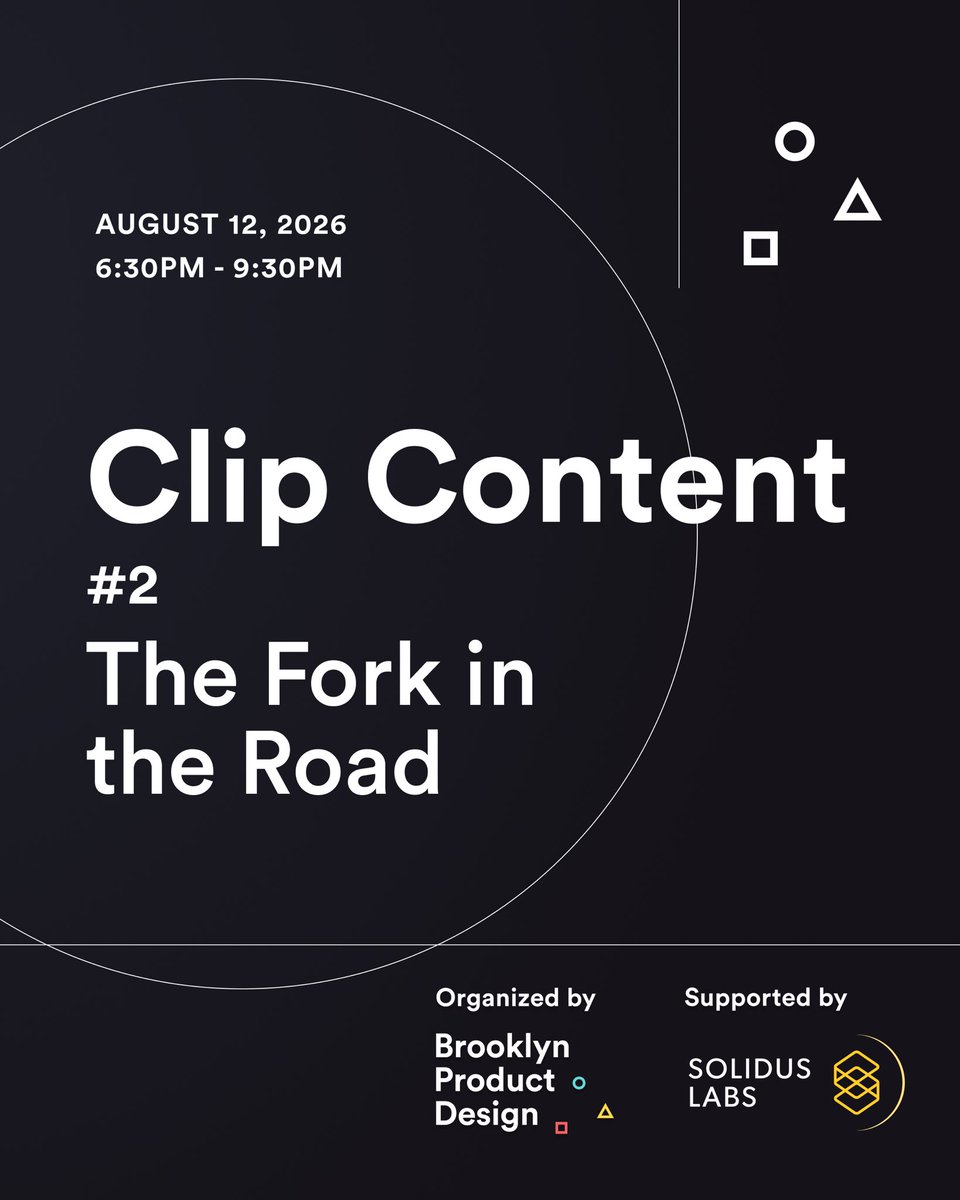 nyproductdesign's tweet photo. Senior-level design nerds and above! Our first Clip Content event was a success so we’re running it back @Solidus_Labs. 

Topic for the night: we're talking about IC vs manager: the fork in the road that we inevitably face.
 Apply to the event: https://t.co/lcAsiGIv55 https://t.co/dGRdksEXv7