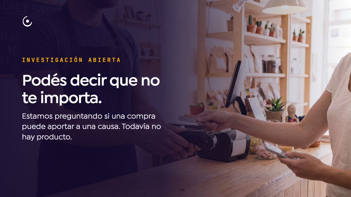 somosumany's tweet photo. 1/3 - Estamos investigando si una compra cotidiana podría aportar a una causa sin que te cueste más. Todavía no existe. No sabemos si a alguien le importa. https://t.co/lqWGycHl96