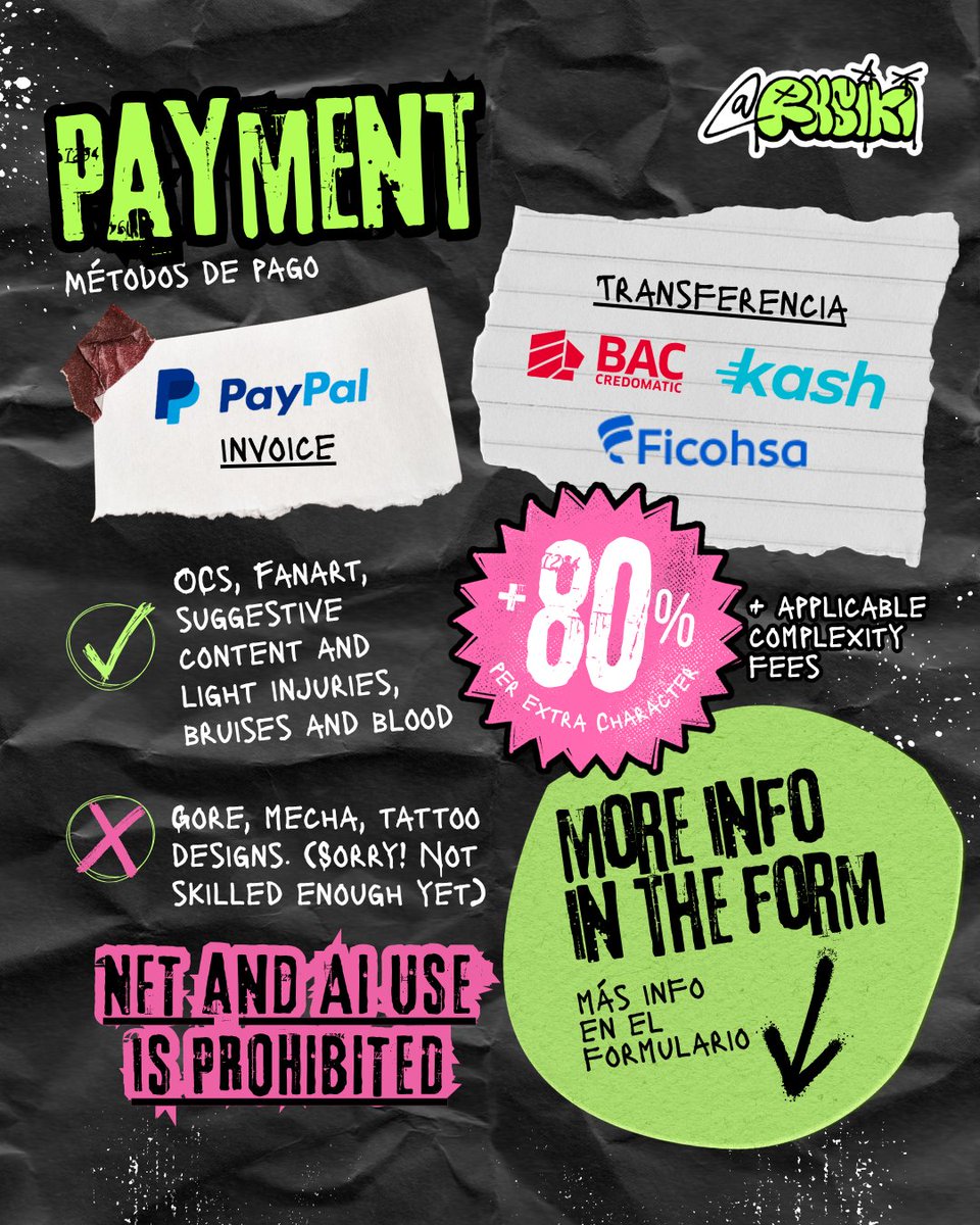 rxsiki's tweet photo. 💥 Comms are OPEN 💥 

Since my bday is in august im offering a 20% discount until the month is over!🐊🎊 Y aceptando comisiones en lempiras🫡

- starting at 65 USD / L 1,500 
- no slot limit 
- discount valid ONLY during august
- payment upfront

More info in the form! ⬇️ https://t.co/JZo7VxdOGi