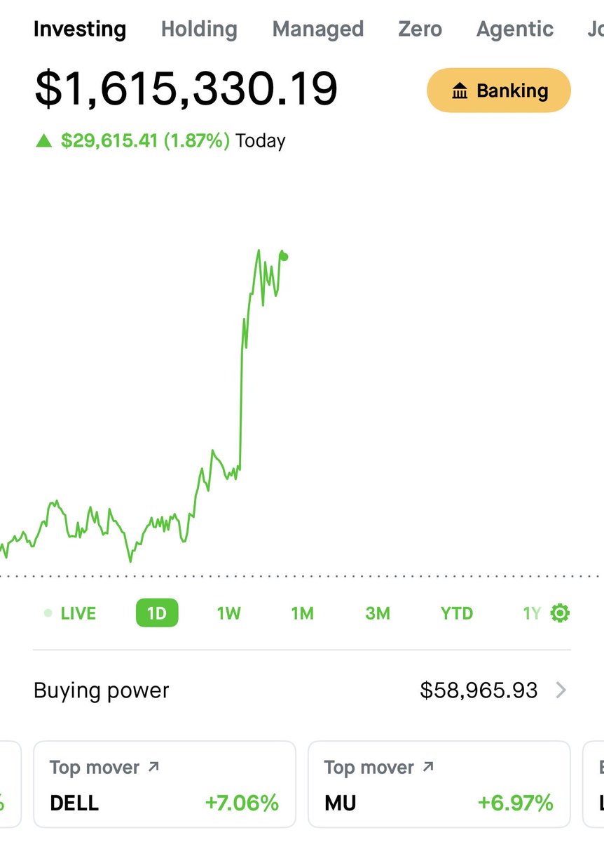 legen_eth's tweet photo. Woke up to 30k today…

Up $130k in 3 days.

All I do is copy Trump and Pelosi but had a lot of people ask me what I’m holding:

1. $GOOGL 25% of the portfolio - reason is this is the biggest holding for Pelosi ($18m), and the biggest holding for Trump ($51m)

2. $NVDA 15% of the portfolio - that’s the first trade I ever copied from Pelosi, was a $38k trade that turned into $246k. It started as a call option, I exercised the calls, now I have shares.

3. $PANW 11% of the portfolio - one of the first trades I copied from Pelosi, although this isn’t Trump’s top 20 picks, it’s the biggest cybersecurity in the U.S. a stock Pelosi been holding since February 2024

4. $AMZN 7% of the portfolio - no need to tell you what Amazon is, Trump has ~$17m, Pelosi has ~$13m 

5. $AVGO 7% - another stock I got into from the early Pelosi days, she got in June 2024, it’s up 150% since, Trump is holding ~$35m, Pelosi is holding ~$8m

6. $VST 6.5% - Nancy bought a while ago, it’s an energy play, she’s down 14% I’m down 2% cuz I bought dips, still holding and waiting for a miracle

7. $AXON 3.5% - one of the most interesting Trump buys in my opinion. He kept talking about drones and ICE, he bought $AXON multiple times while in office and never sold. I copied the trade, I’m up 35% since, still holding.

8. $TEM 3% one of the first relatively small cap I’ve seen Nancy trade, so I got in, it’s a volatile stock but an interesting AI play.

9. $LLY 2% - Trump mentioned them a few times since taking office, they’re one of the biggest drug companies in the U.S, Trump is holding ~$12m, a nice diversification from tech which is most of my portfolio

10. $TXN 2% - many might know them from their calculators, but Texas Instruments is actually top 10 largest semi conductor companies in the U.S. and Trump buying pattern convinced me to get in, 10+ buys during office, no sells. He’s holding ~$8.5m. 

11. $INTC 1.5% the biggest Trump admin position by far, they invested $8.9b last year when the stock was trading at $20. The stock pumped hard, I got in at a much higher price. Got even more interesting when Pelosi bought $1.5m worth end of May, had to buy more to honor her conviction.

12. $MU 1.5% - another Trump endorsed stock, he praised them multiple times since taking office calling them a great company, he’s personally holding ~$18m

13. $USAR 1% The trump administration got in at $17.17 they invested $300m the stock keeps dipping below their buy price so I keep DCAing, it’s a more speculative trade compared to the other ones in the portfolio imo.

14. $UBER 1% a recent Pelosi buy, thought it was interesting because it doesn’t seem like her usual trades, got in, just in case something happens.

15. $IBM 1% another recent Trump admin play, they invested $1b in May, that’s when I got in, stock hasn’t moved much yet.

There are a few more smaller holdings and there’s concisely a bit more research done before I invest but that’s pretty much the portfolio lmk what you think or lmk if you have any questions I’ll be in the comments replying