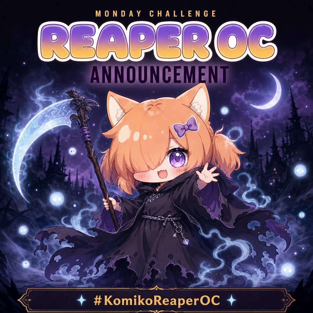 KomikoAI's tweet photo. new week, new OC challenge 🦊

this one's giving soul reaper. dark robe, spectral blade, main character energy

make your OC's reaper era on KomikoAI and tag it for a shot at the prize pool

🥇 2,000 Zaps
🥈 1,000 Zaps
🥉 500 Zaps
✨ 3 Staff Picks get 250 Zaps each

every entry earns Points toward badges, effects & more 🏅

link in bio, runs through Mon Aug 10

#KomikoReaperOC #KomikoAI #OCcreation #animeoc #reaperoc