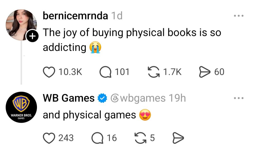 HazzadorGamin's tweet photo. WB Games in support of Physical games. https://t.co/J28ZSuWRaE